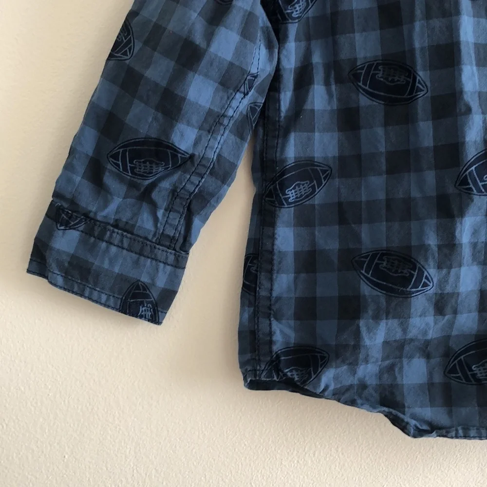 GYMBOREE plaid blue football button up 2T